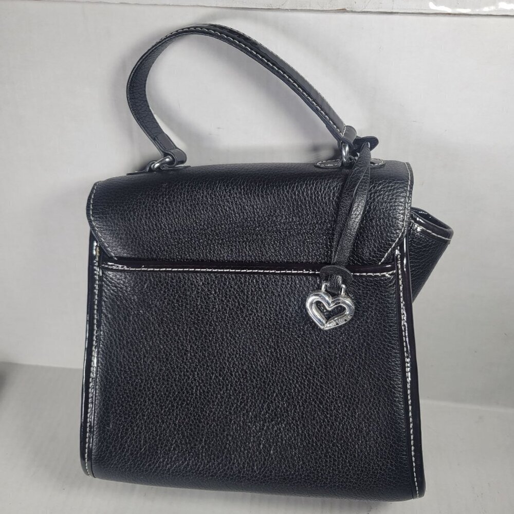 Brighton Black Leather Snake Print Crossbody Handbag With Heart Charm - Picture 4 of 13